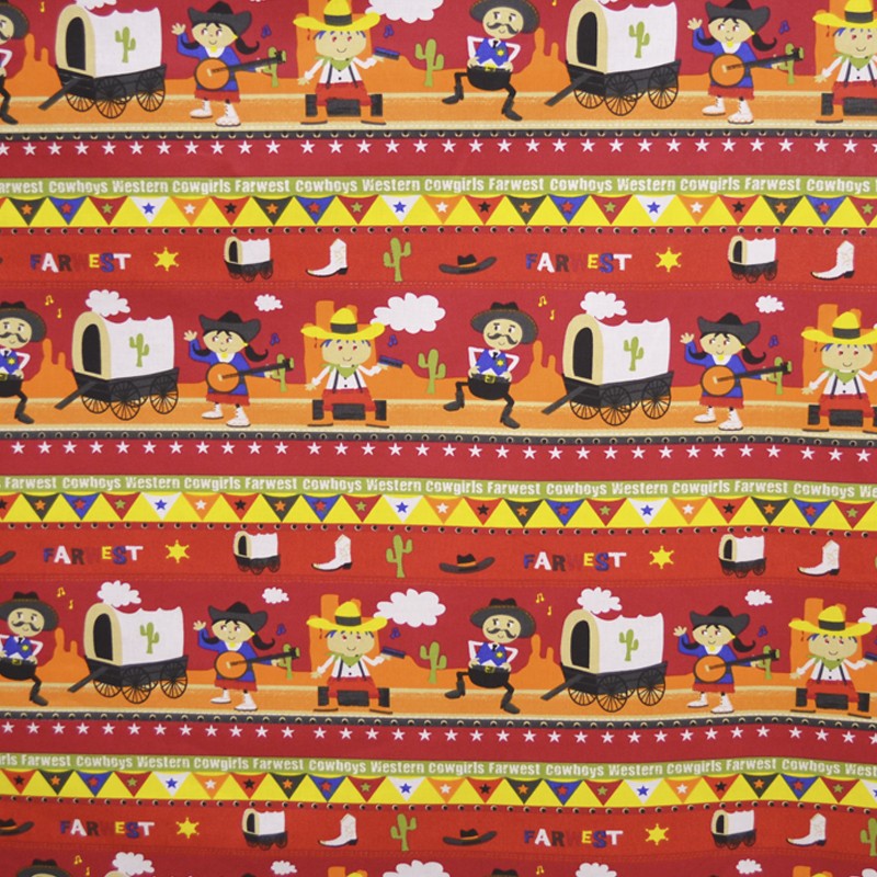 Bedruckte Baumwolle Denim Roter Hintergrund - Ribes y Casals