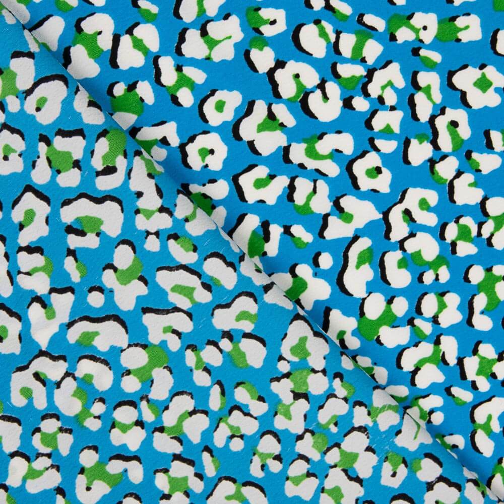 Polyester-Krepp Leopard Blau - Ribes y Casals
