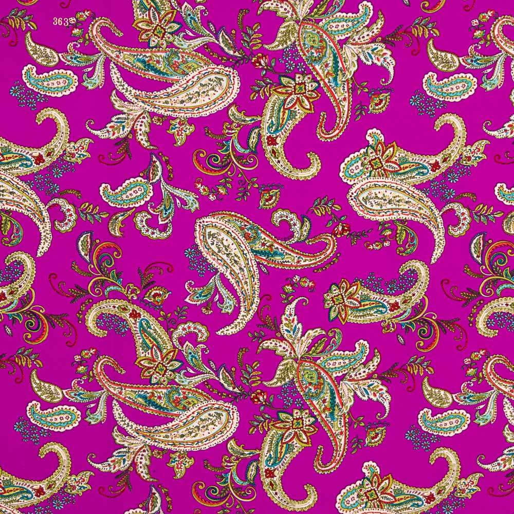 Polyester-Crêpe Polyester-Crêpe Kaschmir-Muster Dunkel-Fuchsia - Ribes y Casals