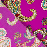 Polyester-Crêpe Polyester-Crêpe Kaschmir-Muster Dunkel-Fuchsia - Ribes y Casals