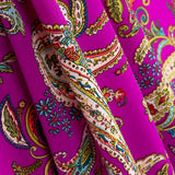 Polyester-Crêpe Polyester-Crêpe Kaschmir-Muster Dunkel-Fuchsia - Ribes y Casals
