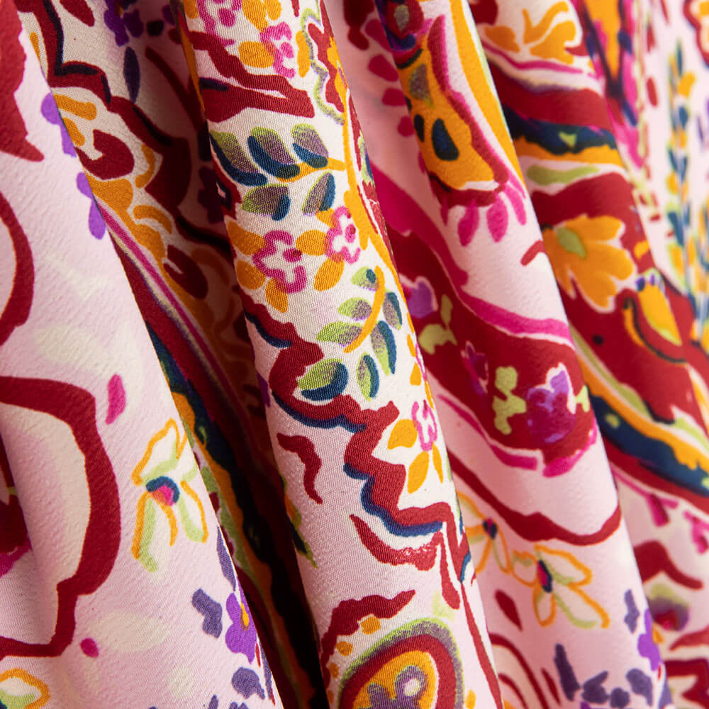 Krepp Polyester Kaschmir Rot - Ribes y Casals