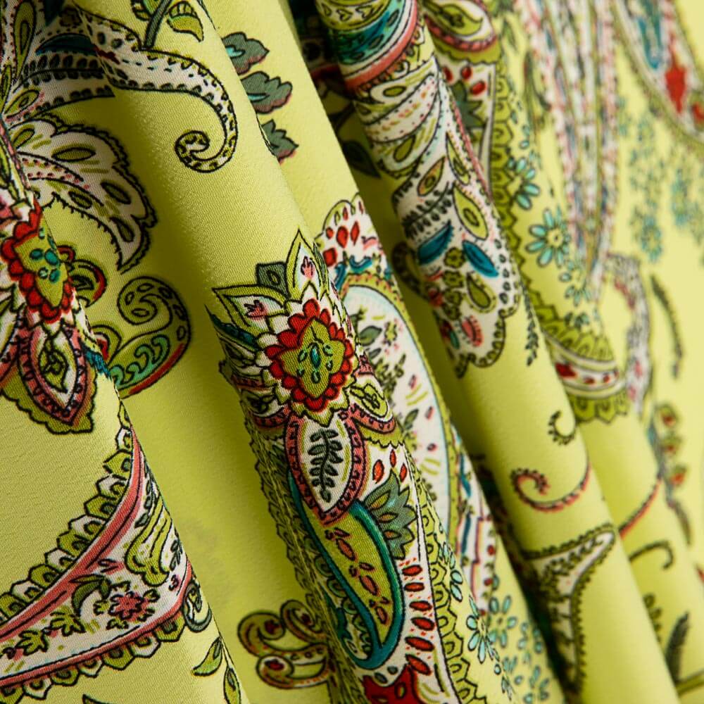 Polyester-Krepp-Kaschmir-Muster Gelb - Ribes y Casals