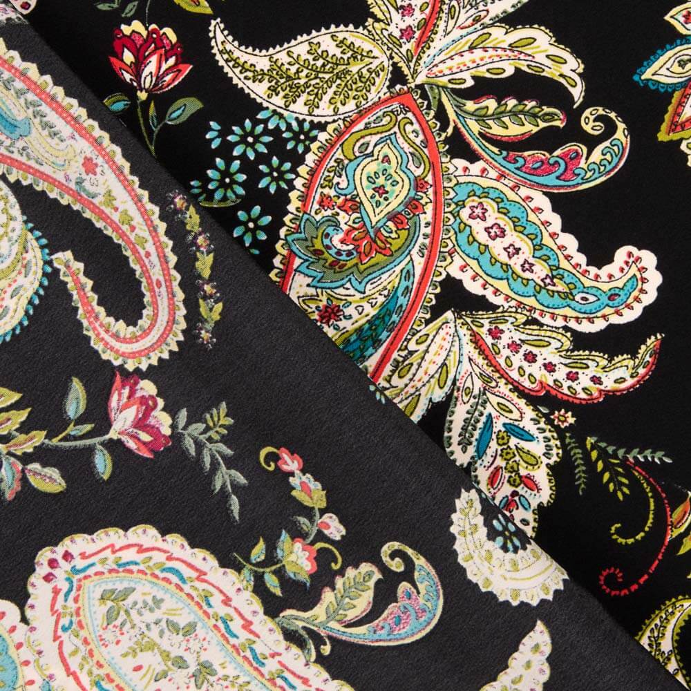 Krepp-Polyester-Kaschmir-Muster Schwarz - Ribes y Casals