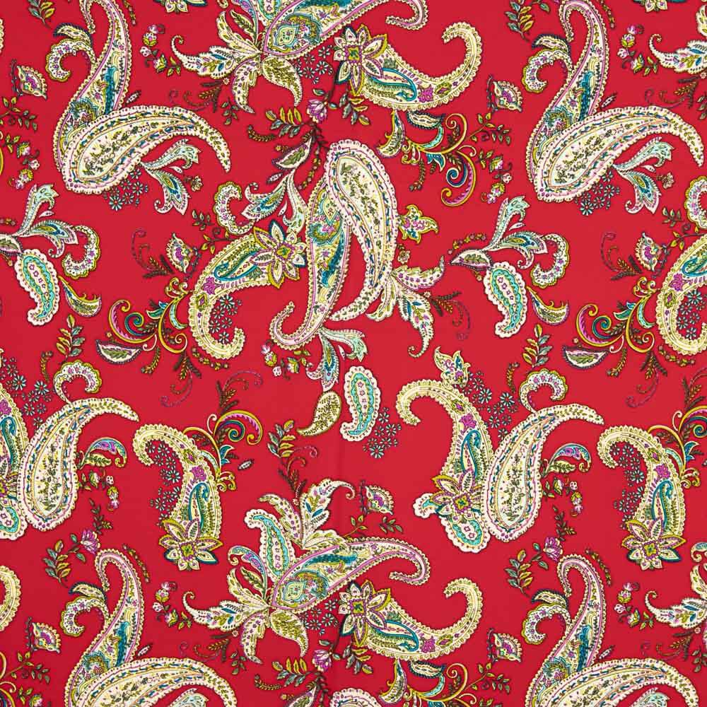 Polyester-Krepp Rot Kaschmir-Muster - Ribes y Casals