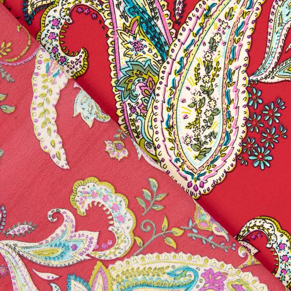 Polyester-Krepp Rot Kaschmir-Muster - Ribes y Casals