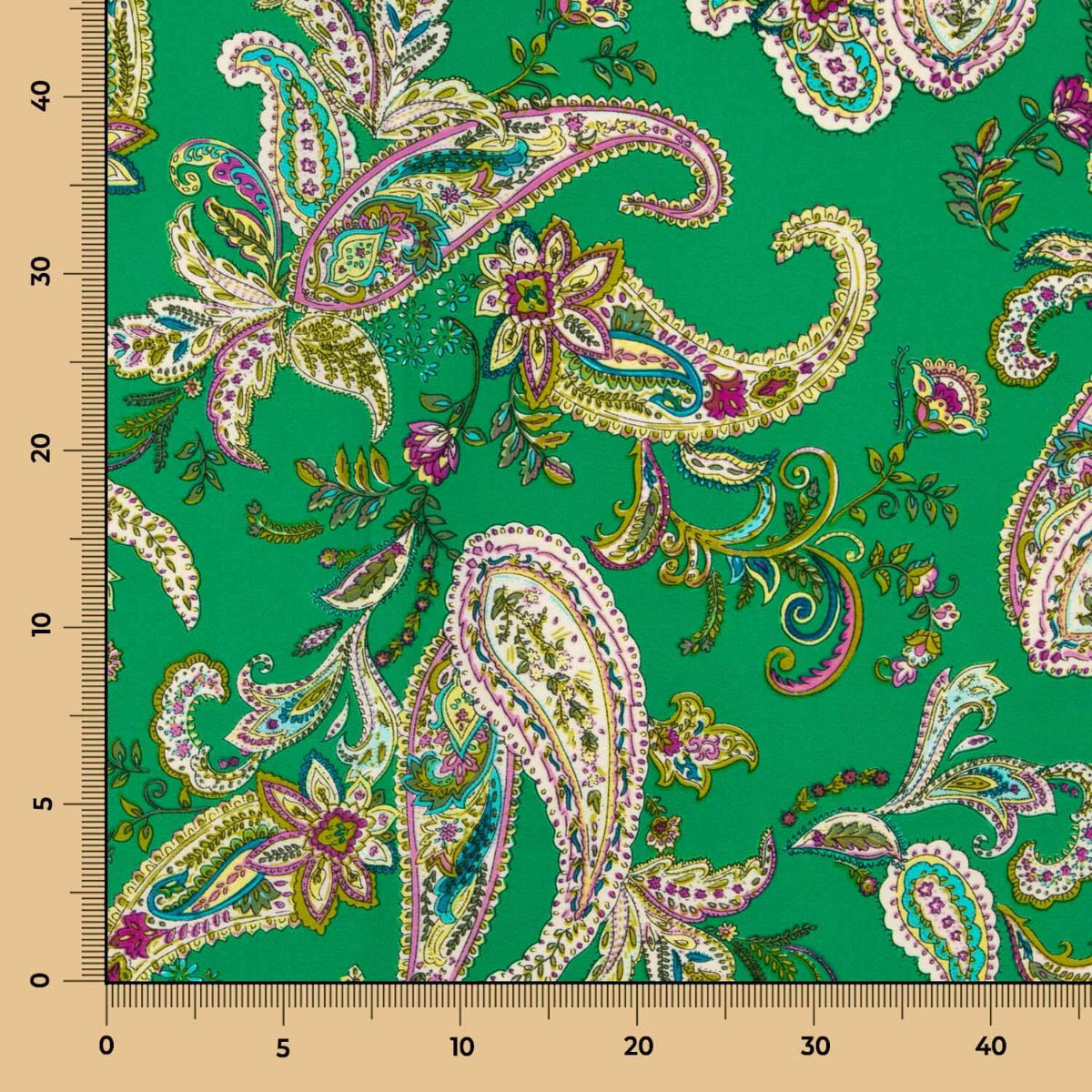 Polyester-Krepp-Muster Kaschmirgrün Jade - Ribes y Casals
