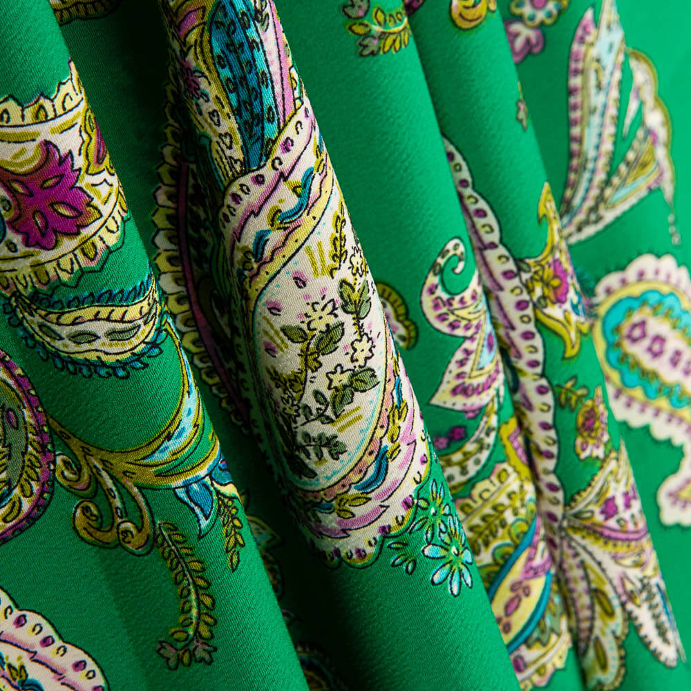 Polyester-Krepp-Muster Kaschmirgrün Jade - Ribes y Casals