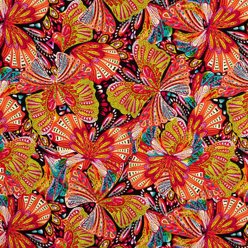 Polyester Krepp Schmetterling Koralle - Ribes y Casals