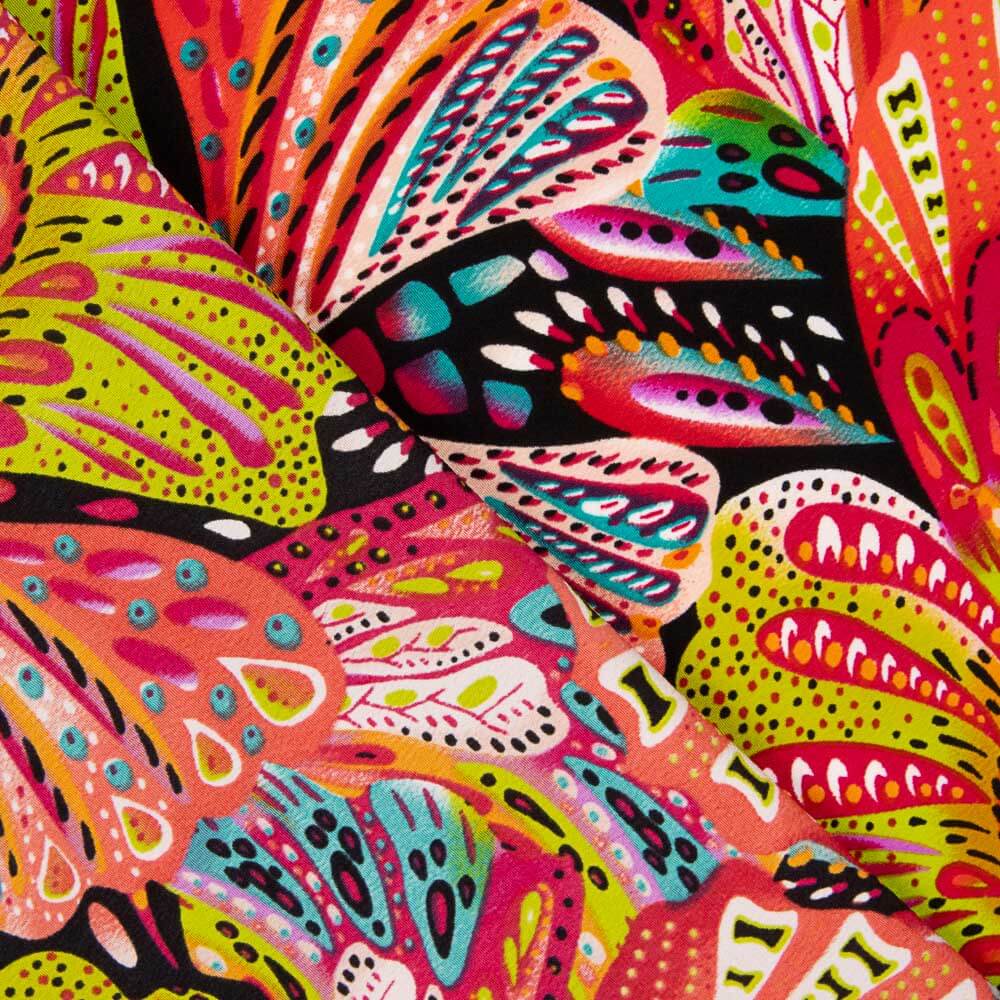 Polyester Krepp Schmetterling Koralle - Ribes y Casals