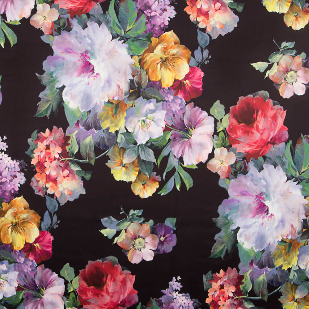 Fama Stretch Flower Aquarell Schwarz - Ribes y Casals