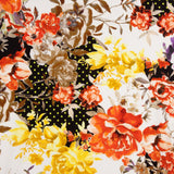 Pistazienfarbene gepunktete Blume Elastischer Gabardine - Ribes y Casals
