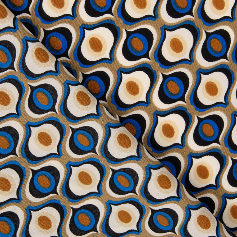 Geometrisches Polyester Krepp Polyester Auge Blau - Ribes y Casals