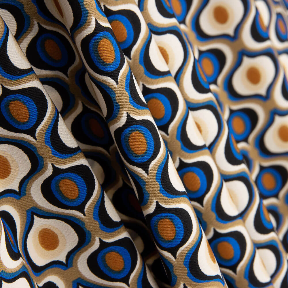 Geometrisches Polyester Krepp Polyester Auge Blau - Ribes y Casals