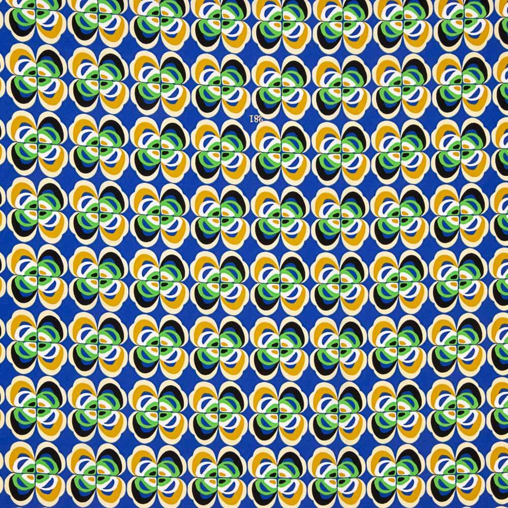 Polyester Krepp Polyester Blume Geometrisch Blau - Ribes y Casals