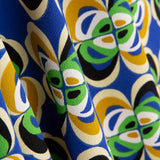 Polyester Krepp Polyester Blume Geometrisch Blau - Ribes y Casals
