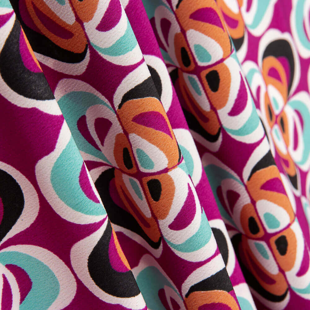 Geometrische Blume Polyester-Krepp Fuchsia - Ribes y Casals