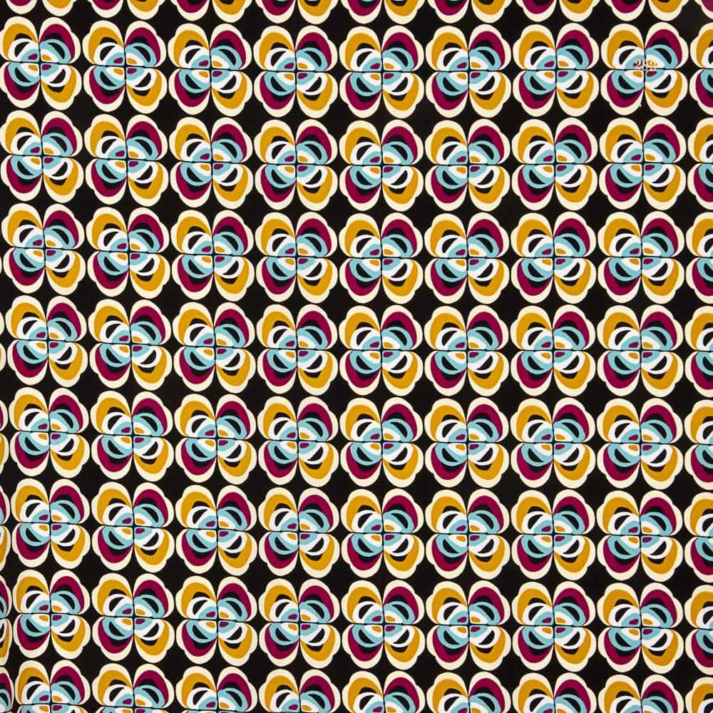 Krepp Polyester Blume Geometrisch Ocker - Ribes y Casals