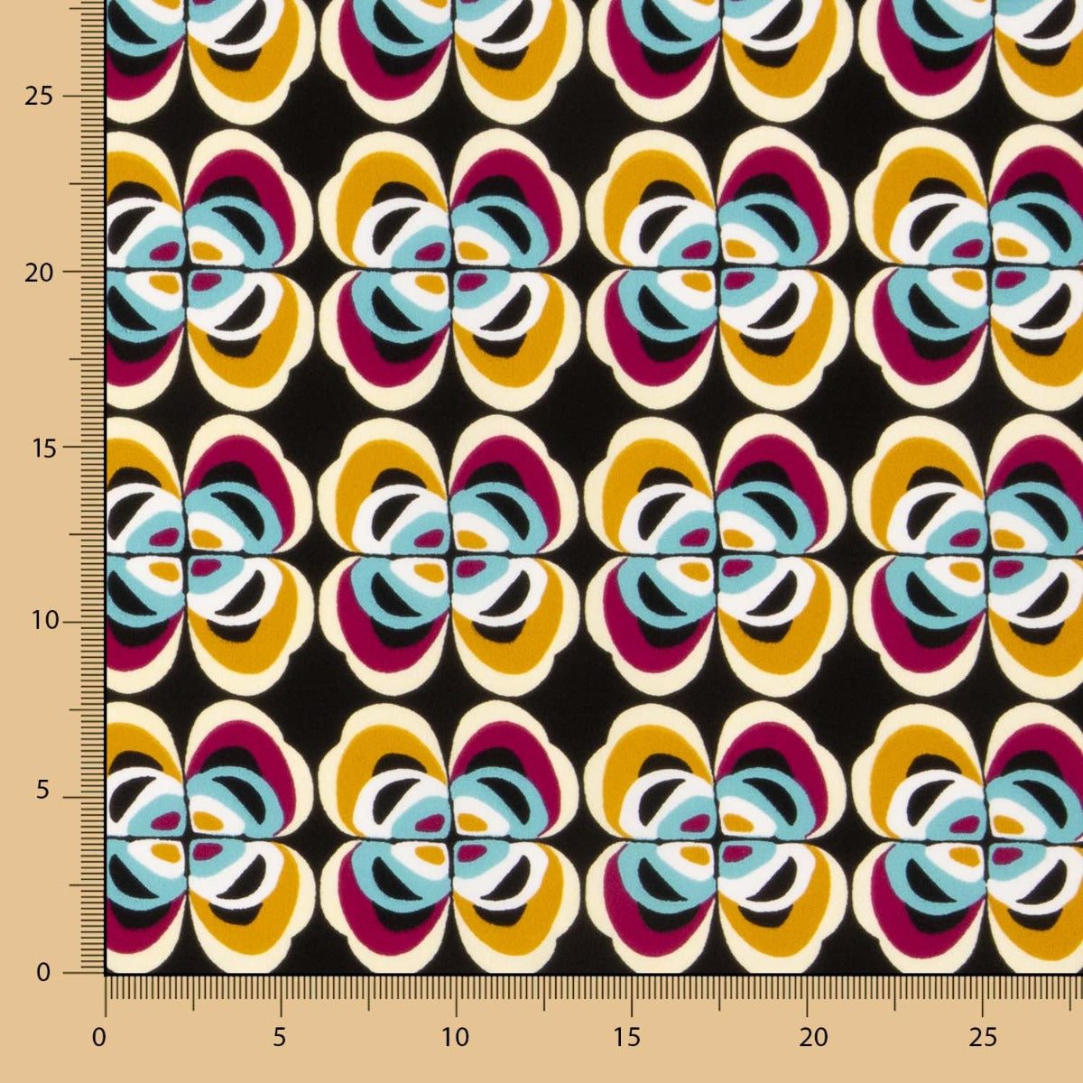 Krepp Polyester Blume Geometrisch Ocker - Ribes y Casals