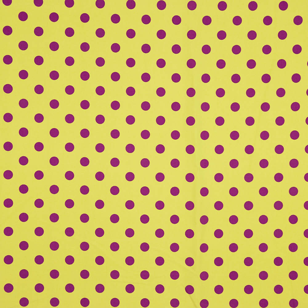 17mm Limonen-Buganvilla Elastischer Gabardine mit Tupfen - Ribes y Casals