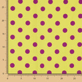17mm Limonen-Buganvilla Elastischer Gabardine mit Tupfen - Ribes y Casals