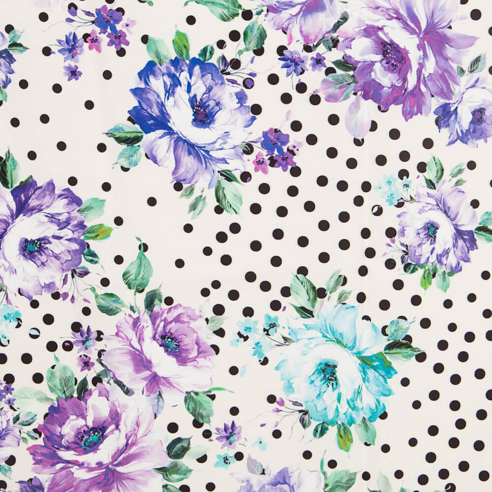 Cretona Mauve Mauve Bielastic White Polka Dots - Ribes y Casals