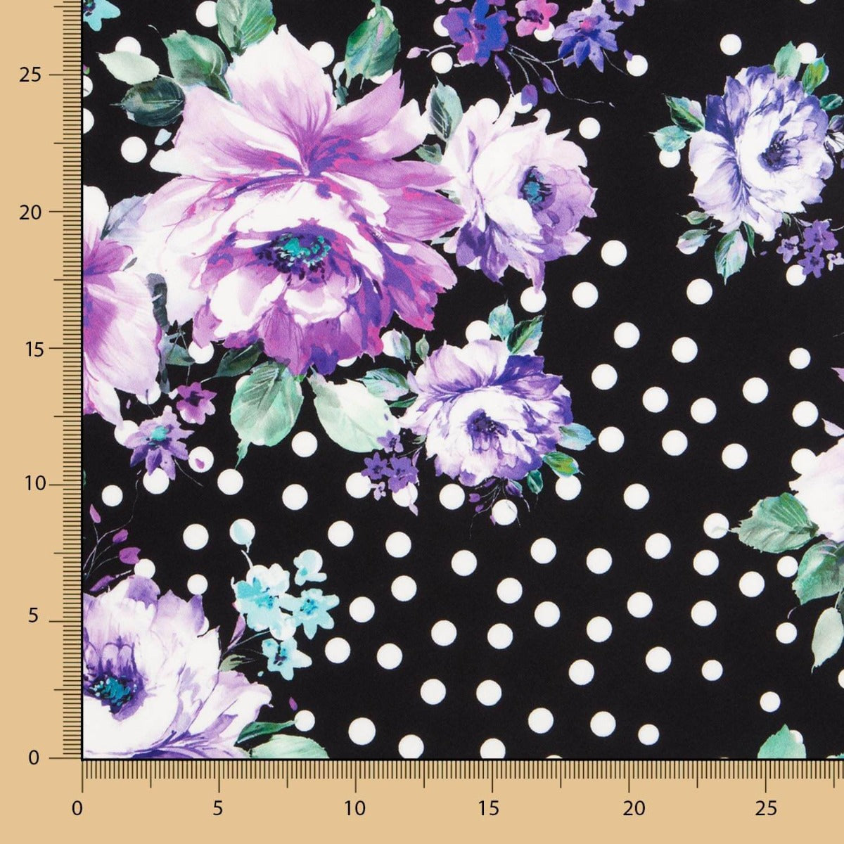 Cretona Cretona Mauve Bielastic Schwarz Polka Dots - Ribes y Casals