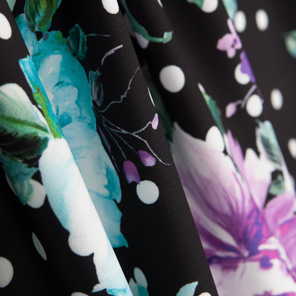 Cretona Cretona Mauve Bielastic Schwarz Polka Dots - Ribes y Casals
