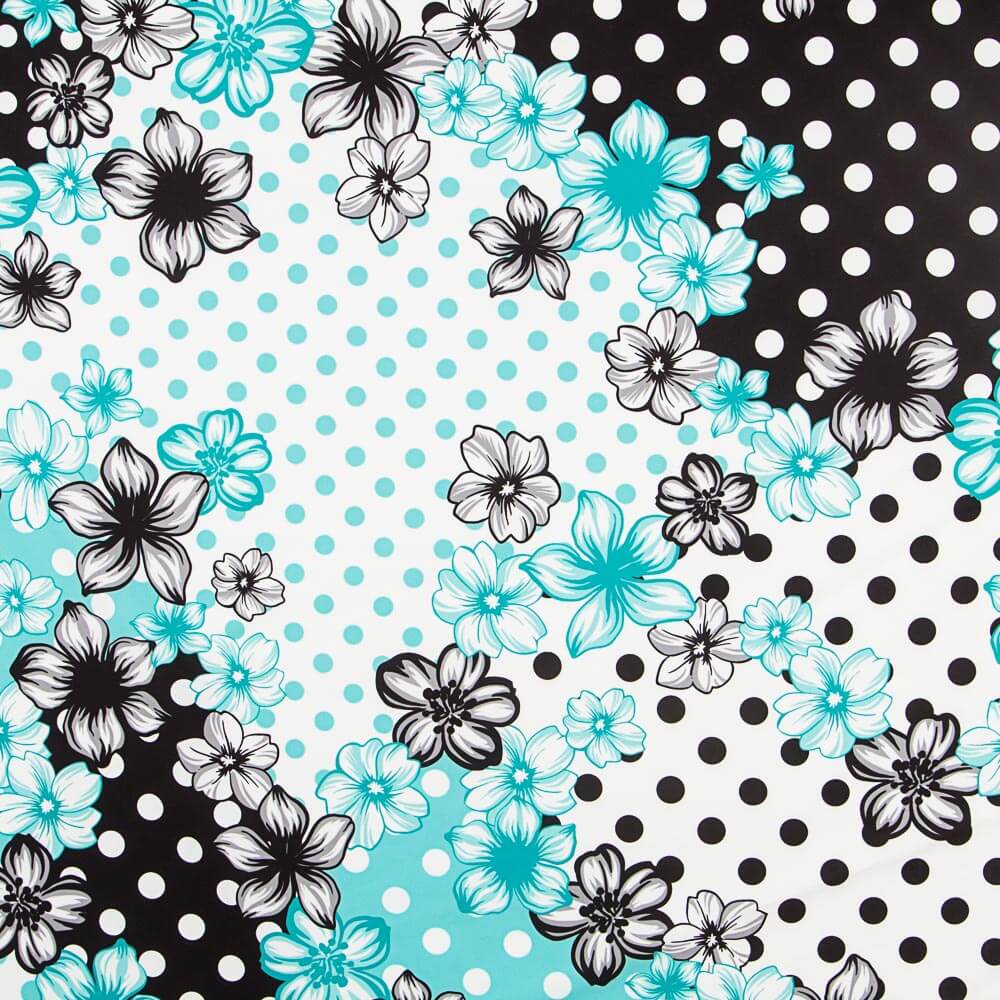 Bielástico Flower Polka Dots Mix Türkis - Ribes y Casals