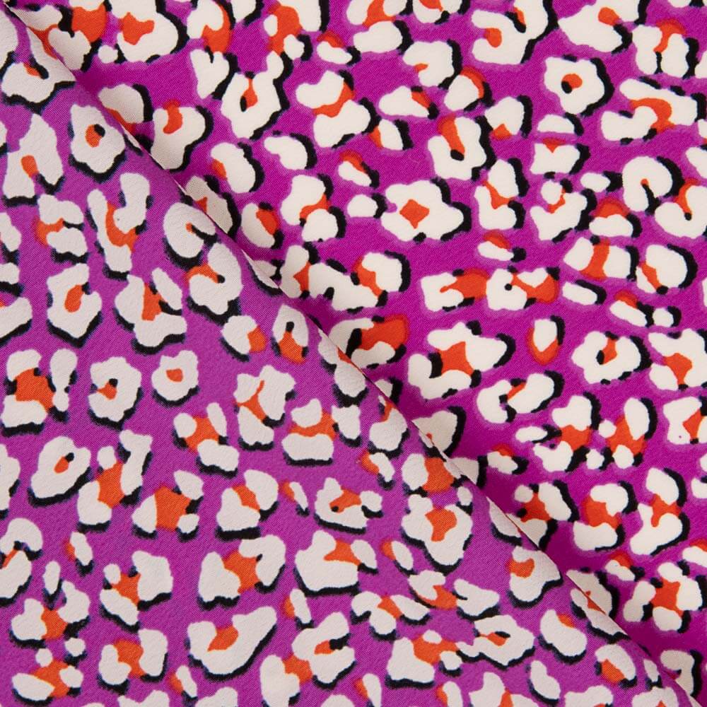 Krepp Polyester Leopard Rosa - Ribes y Casals