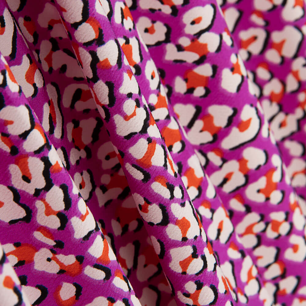Krepp Polyester Leopard Rosa - Ribes y Casals