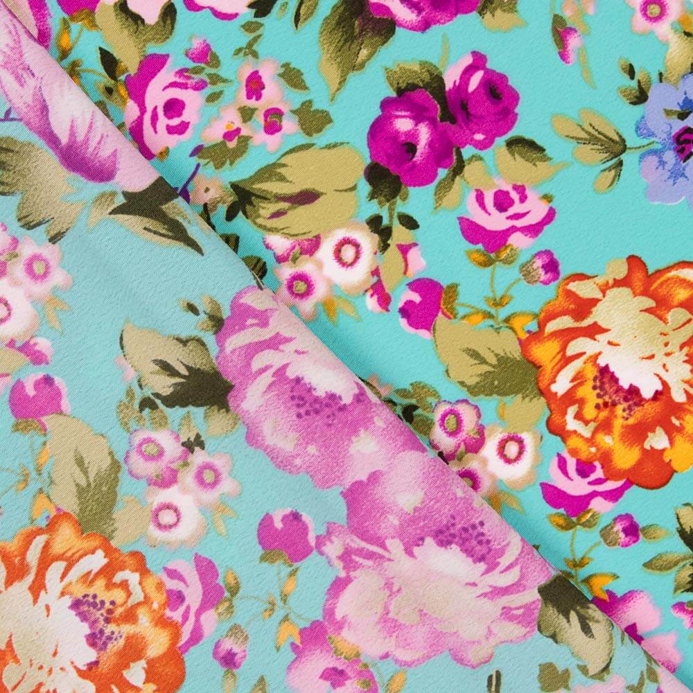 Cretona Polyester Krepp Cretona Nita Türkis - Ribes y Casals