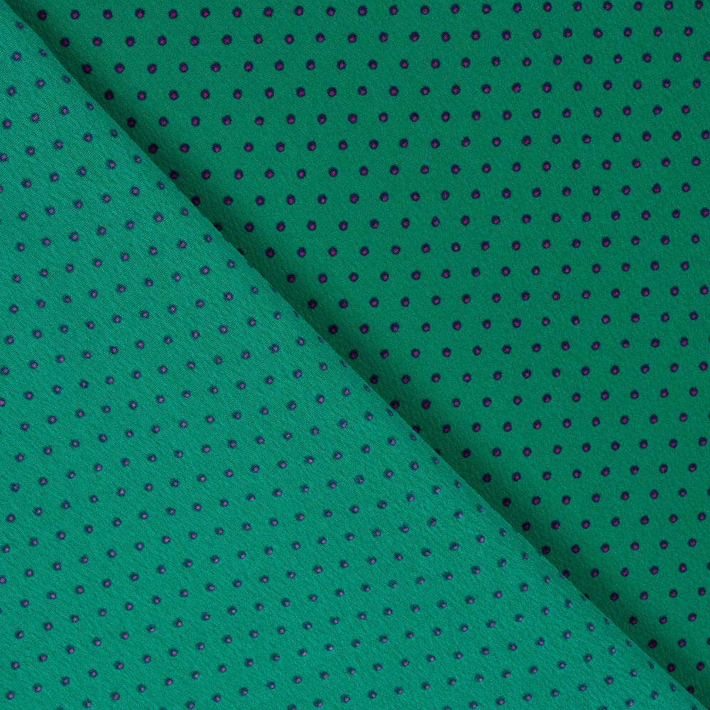 3mm Grün-Buganvilla Polka Dots Stretch Gabardine - Ribes y Casals