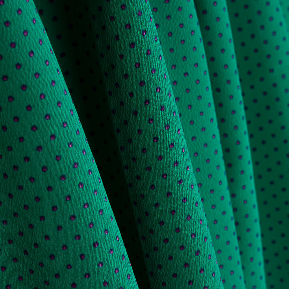 3mm Grün-Buganvilla Polka Dots Stretch Gabardine - Ribes y Casals