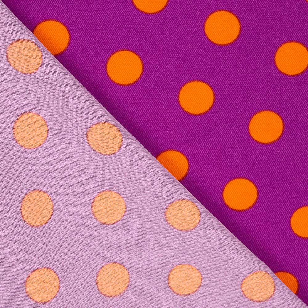 Elastische Gabardine Polka Dots 17mm Buganvilla-Orange - Ribes y Casals