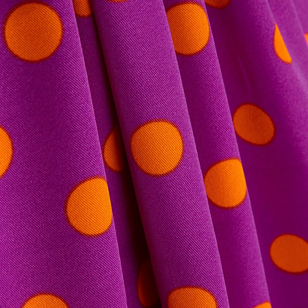 Elastische Gabardine Polka Dots 17mm Buganvilla-Orange - Ribes y Casals