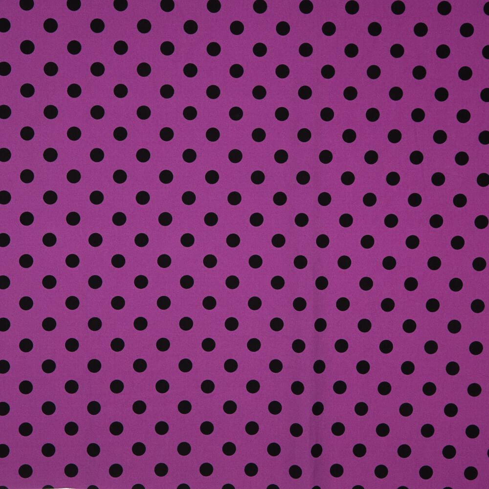 Buganvilla-Schwarz 17mm Polka Dot Stretch Gabardine - Ribes y Casals