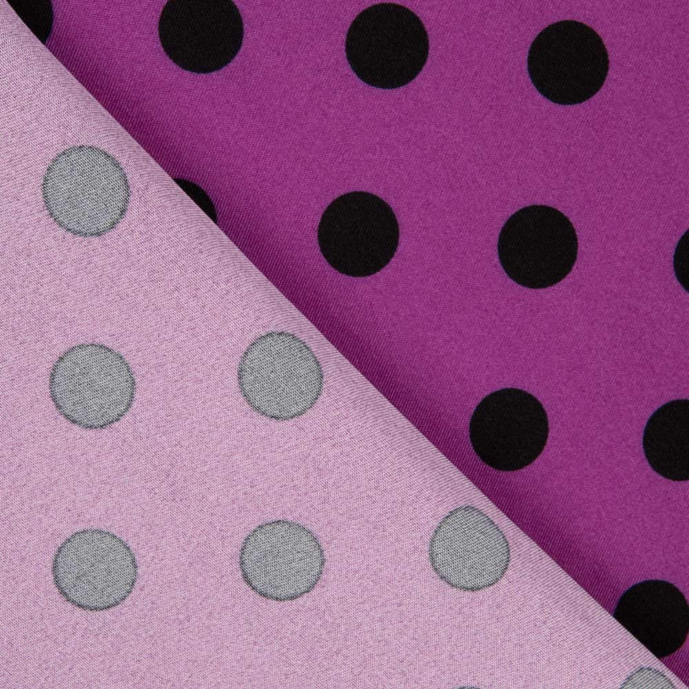 Buganvilla-Schwarz 17mm Polka Dot Stretch Gabardine - Ribes y Casals