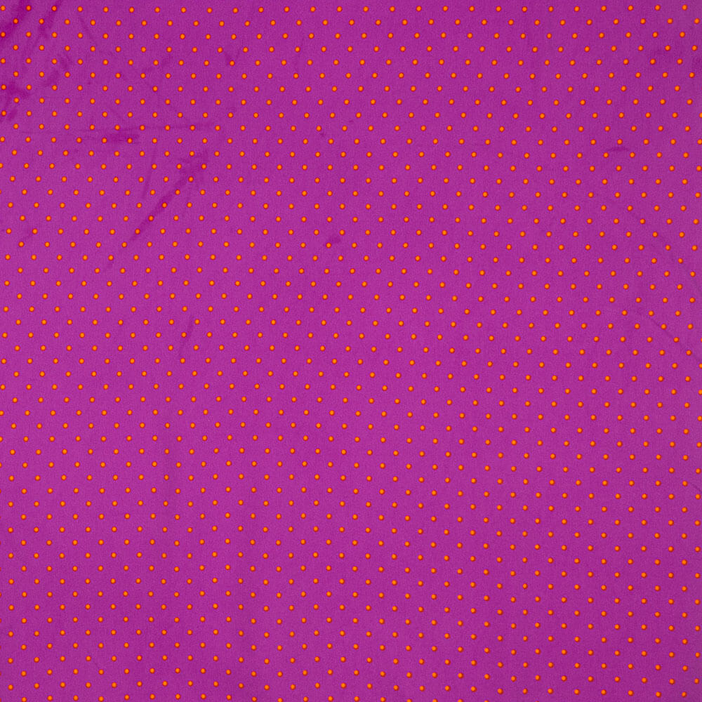 3mm Buganvilla-Orange Polka Dots Stretch Gabardine - Ribes y Casals