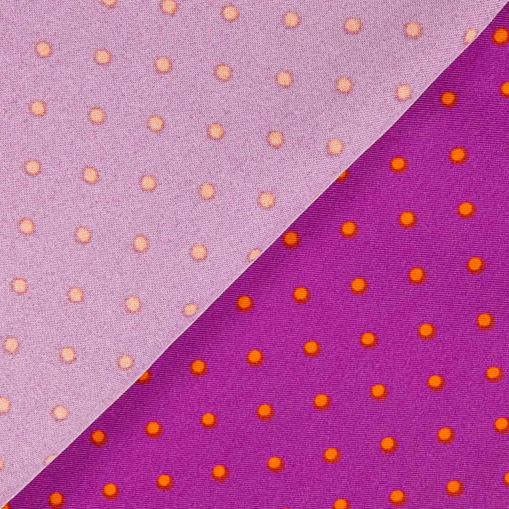 3mm Buganvilla-Orange Polka Dots Stretch Gabardine - Ribes y Casals
