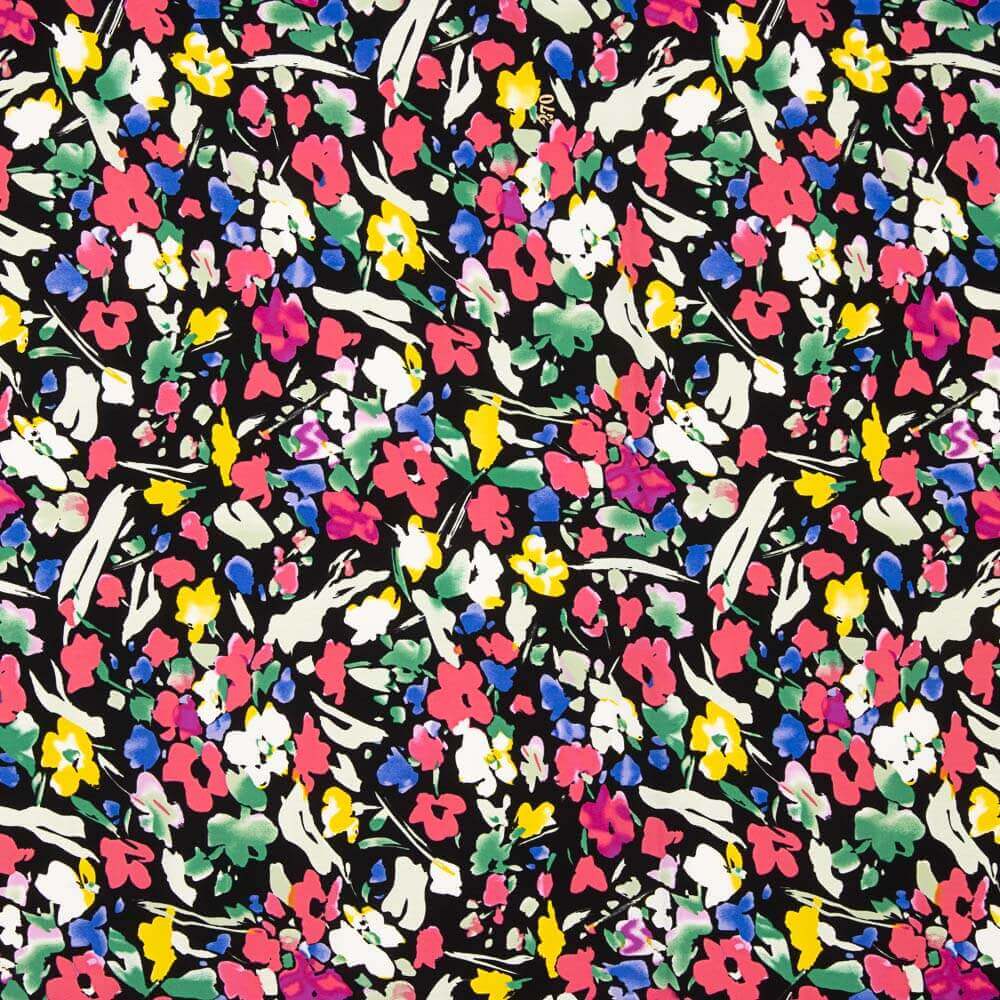 Polyester Krepp Polyester Blume Dreia Schwarz - Ribes y Casals