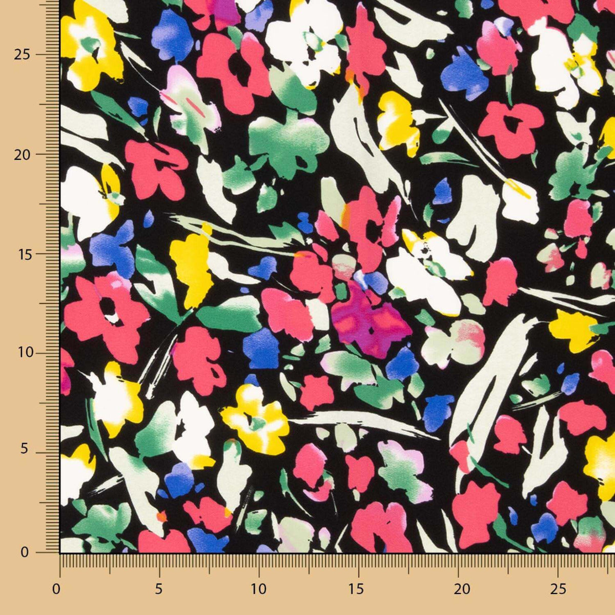 Polyester Krepp Polyester Blume Dreia Schwarz - Ribes y Casals