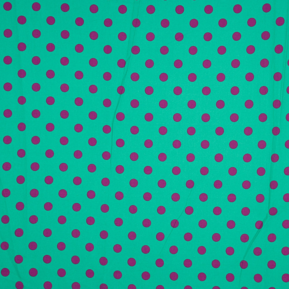 17mm Grün-Buganvilla Elastische Gabardine mit Polka Dots - Ribes y Casals