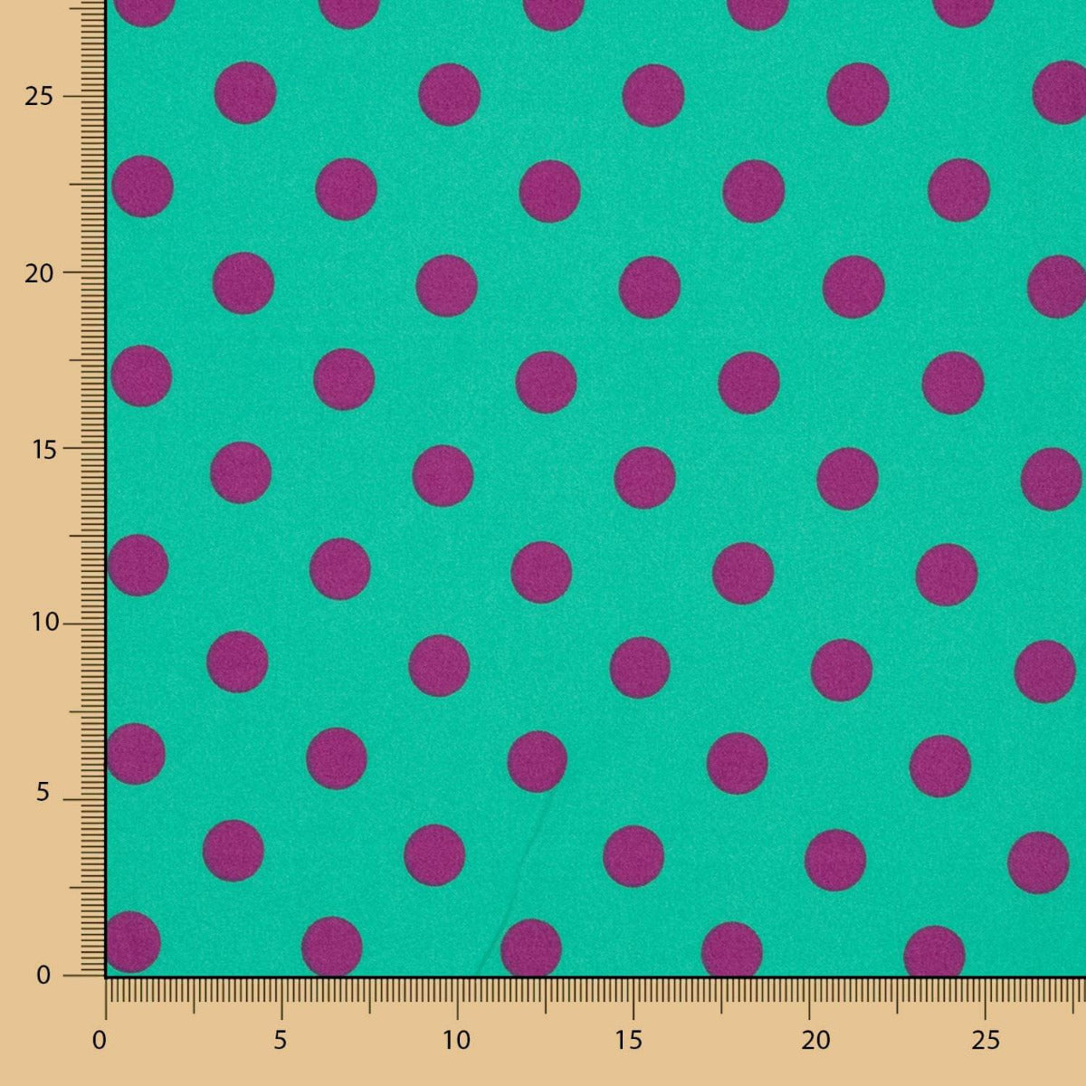17mm Grün-Buganvilla Elastische Gabardine mit Polka Dots - Ribes y Casals