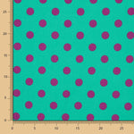 17mm Grün-Buganvilla Elastische Gabardine mit Polka Dots - Ribes y Casals
