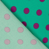 17mm Grün-Buganvilla Elastische Gabardine mit Polka Dots - Ribes y Casals
