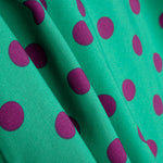 17mm Grün-Buganvilla Elastische Gabardine mit Polka Dots - Ribes y Casals