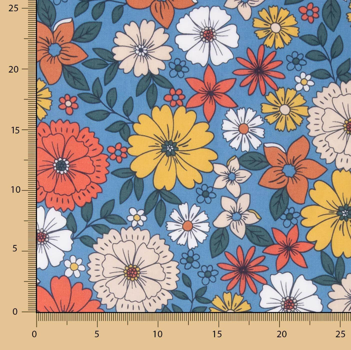Dara Blumen Baumwolle Popeline Stoff 100x150 cm - Ribes y Casals