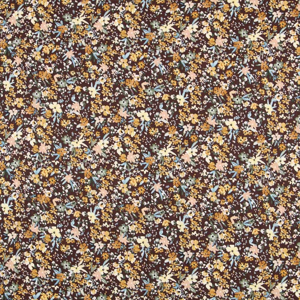 Gaze Baumwolle Floral Braun - Ribes y Casals