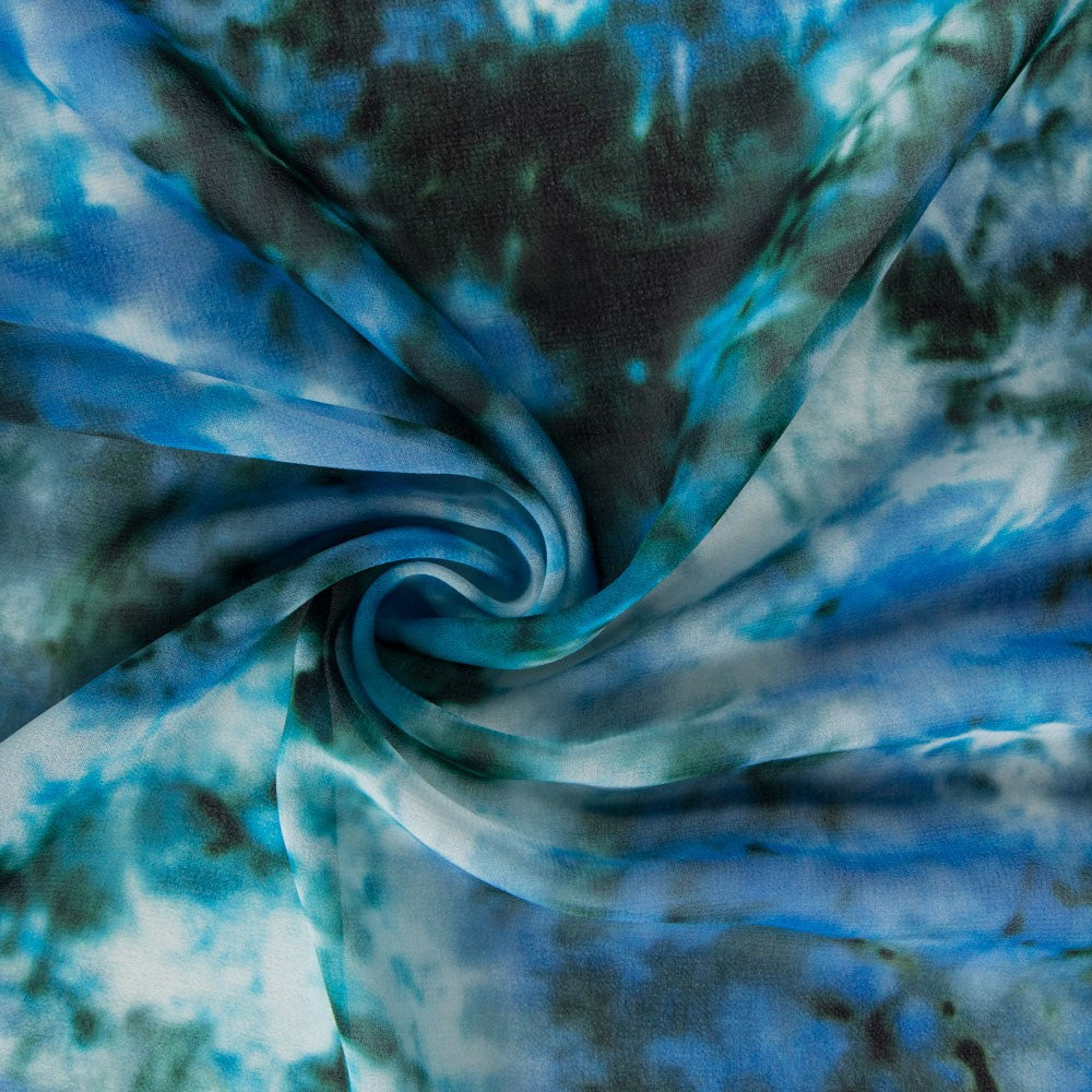 Tie Dye Blaue bedruckte Gaze - Ribes y Casals